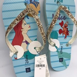NEW Gap Kids Girls Flip Flop 3/4 Disney Ariel Aqua